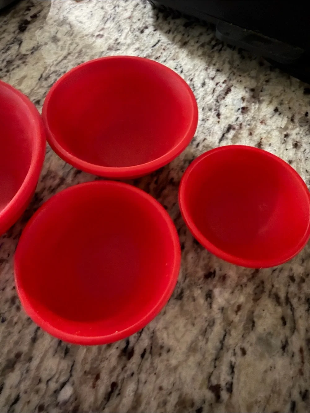 Le Creuset silicone Prep Bowls, set of 4 in Cerise red